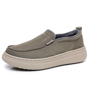 Pantofi din pânză pentru bărbați, stil Beijing vechi, pentru toamnă-iarnă, cu vârf rotund, partea superioară din bumbac, talpă groasă și căptușeală caldă