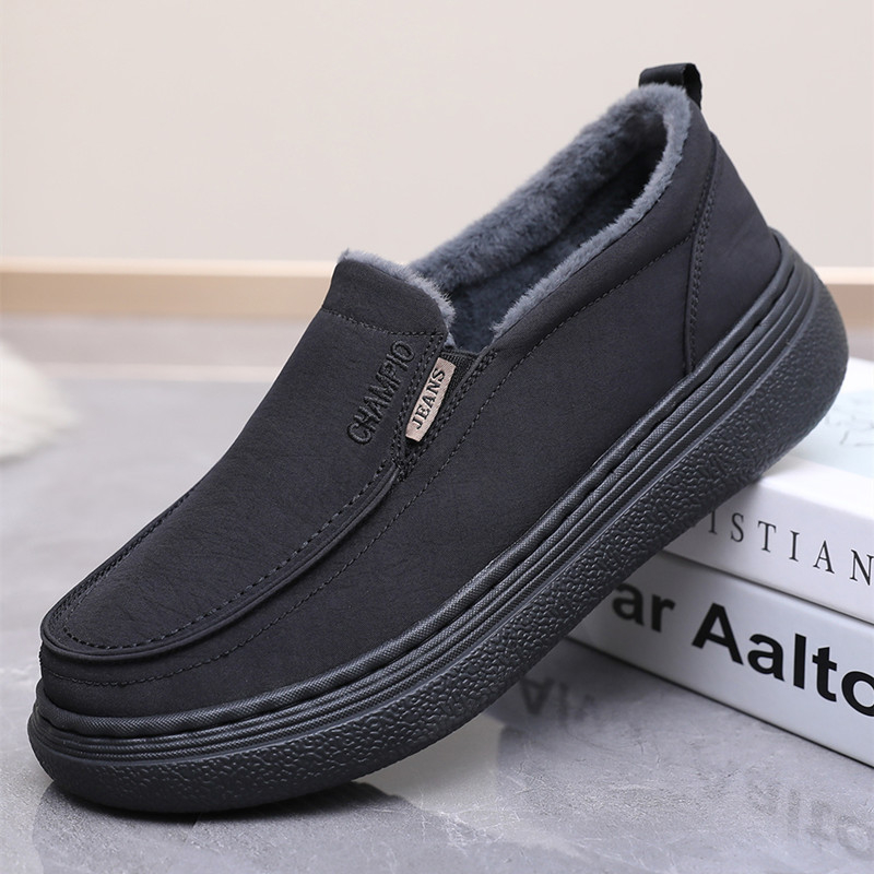 Pantofi din pânză pentru bărbați, stil Beijing vechi, pentru toamnă-iarnă, cu vârf rotund, partea superioară din bumbac, talpă groasă și căptușeală caldă