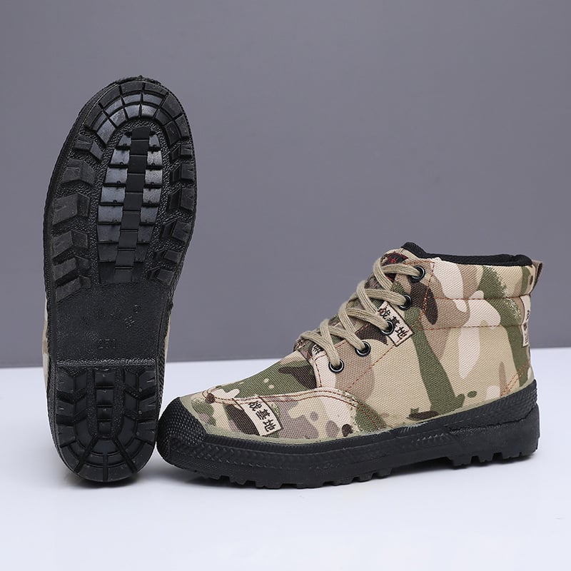 Pantofi de lucru camuflați pentru vară, partea superioară din pânză, rezistenți la uzură, talpă din cauciuc antiderapant