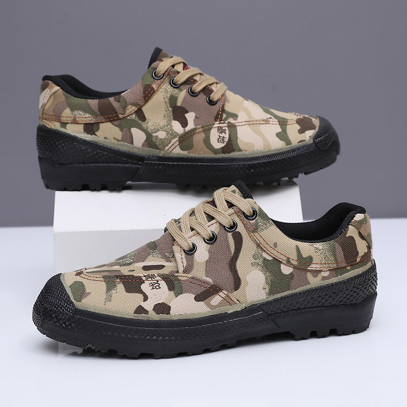 Pantofi de lucru camuflați pentru vară, partea superioară din pânză, rezistenți la uzură, talpă din cauciuc antiderapant