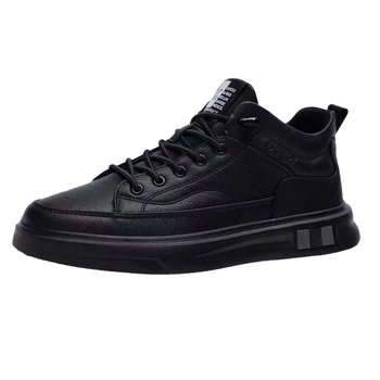 Muške casual tenisice od PU kože, srednje visine 3–7 cm, okrugli vrh, gumeni đon, vezanje