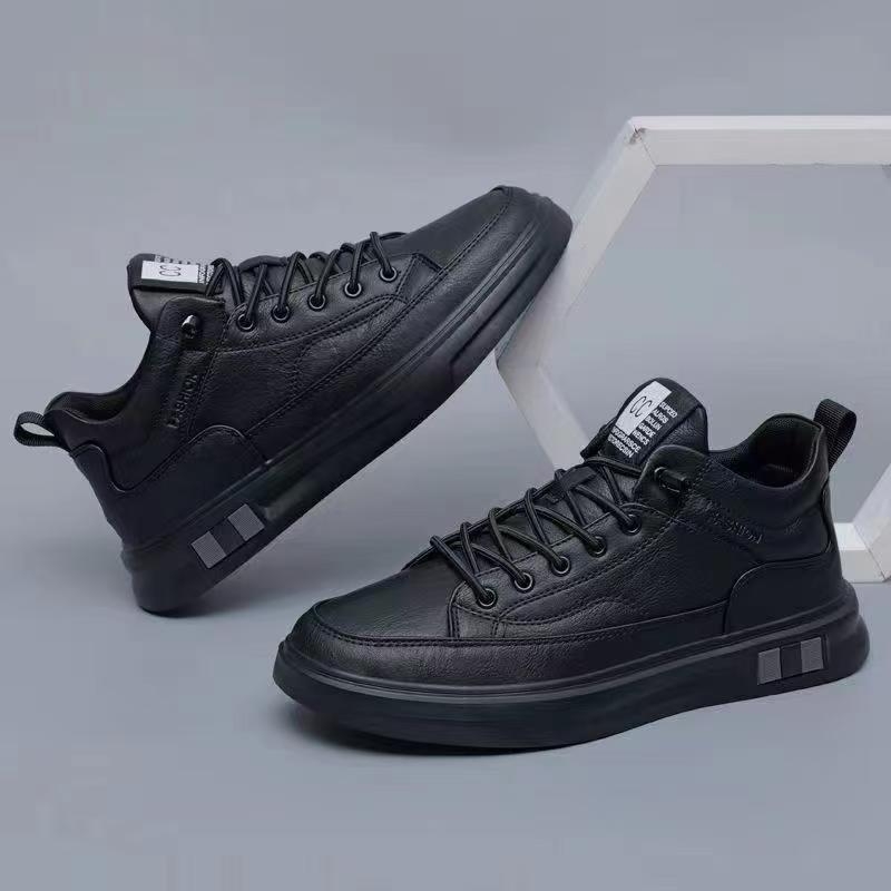 Muške casual tenisice od PU kože, srednje visine 3–7 cm, okrugli vrh, gumeni đon, vezanje