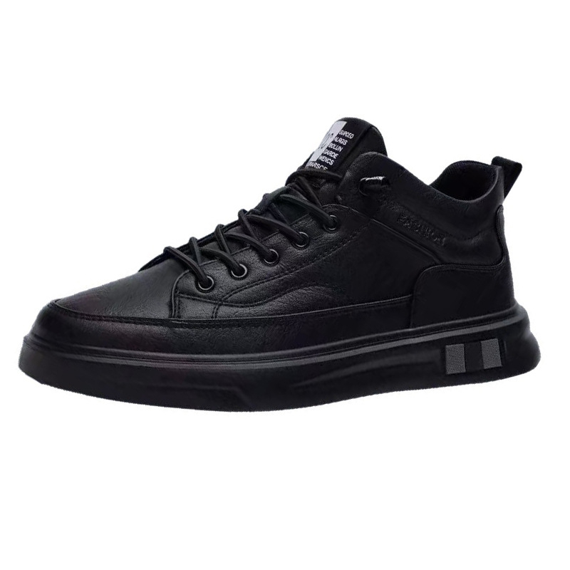 Muške casual tenisice od PU kože, srednje visine 3–7 cm, okrugli vrh, gumeni đon, vezanje