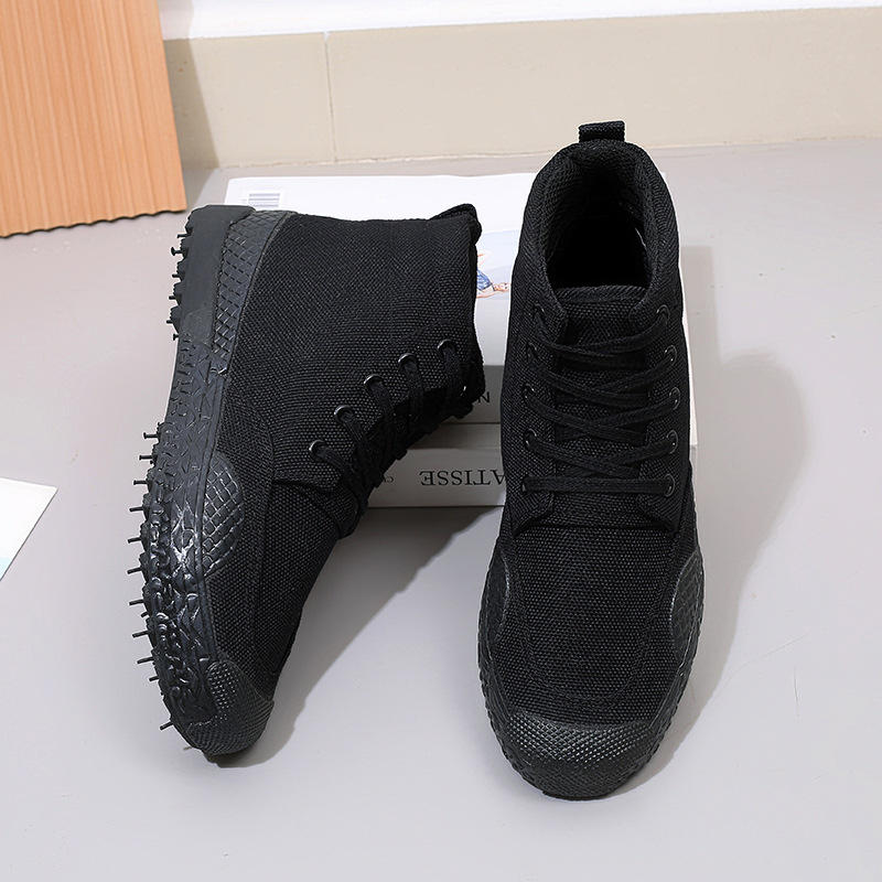 Προπονητικά παπούτσια υψηλού ύψους με διπλό στρώμα, με επάνω μέρος από καμβά, σόλα από καουτσούκ, βυλκανιζέ, αεριζόμενα και ανθεκτικά