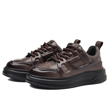 Pantofi platformă pentru bărbați — partea superioară din piele naturală, vârf rotund, talpă din spumă de cauciuc, lansare toamnă 2025