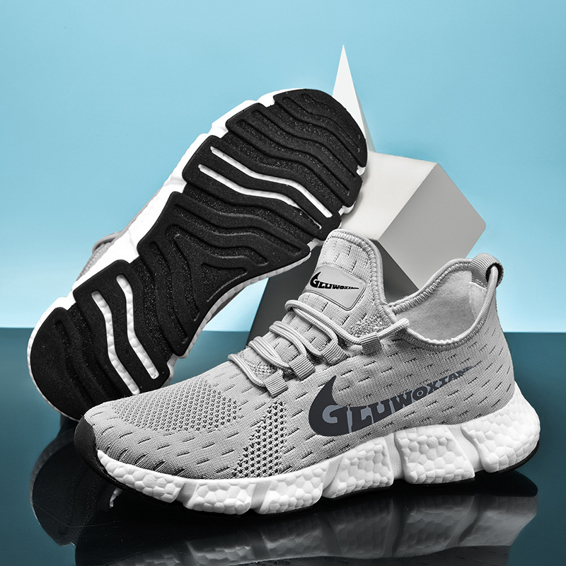 Ανδρικά παπούτσια τρεξίματος – Διαπνέον επάνω μέρος από πλέγμα, Ελαφριά, Απορρόφηση κραδασμών, Αντιολισθητική σόλα από αφρό, Με κορδόνια