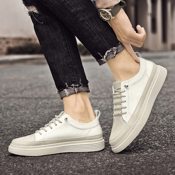 Ανδρικά Παπούτσια Πλατφόρμες από Γνήσιο Δέρμα, με στρογγυλό δάχτυλο, μεσαίο τακούνι 3-5 cm, σόλα καουτσούκ, ενισχυμένες ραφές