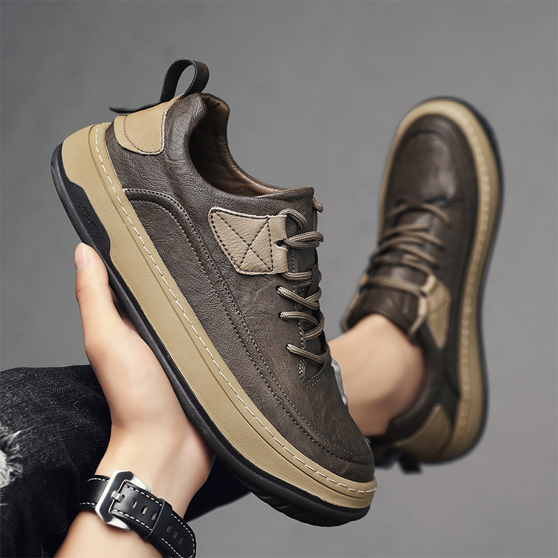 Muške platform tenisice za sport i casual nošenje, s debelom potplatom, gornji dio od mikrovlakana, okrugla prst, niski potplat 1–3 cm, otporna gumena podloga