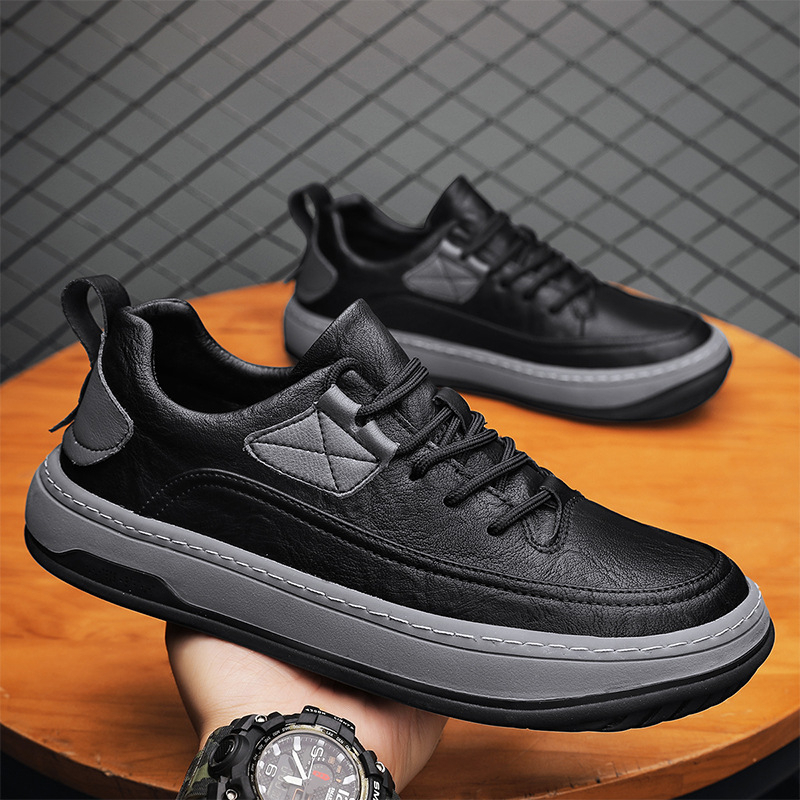 Muške platform tenisice za sport i casual nošenje, s debelom potplatom, gornji dio od mikrovlakana, okrugla prst, niski potplat 1–3 cm, otporna gumena podloga