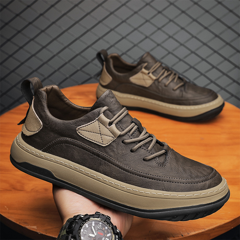 Muške platform tenisice za sport i casual nošenje, s debelom potplatom, gornji dio od mikrovlakana, okrugla prst, niski potplat 1–3 cm, otporna gumena podloga