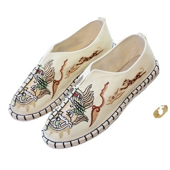 Ανδρικά Κεντημένα Παπούτσια από Καμβά, Slip-On — Εθνοστυλ, Με στρογγυλή μύτη, Με σχέδιο ζώου, Με μικρό άνοιγμα, Χαμηλό τακούνι