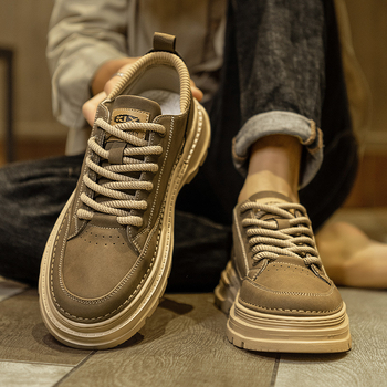 Pantofi casual de lucru pentru bărbați – talpă joasă, parte superioară PU uni, căptușeală din plasă respirabilă, talpă din cauciuc, închidere cu șiret