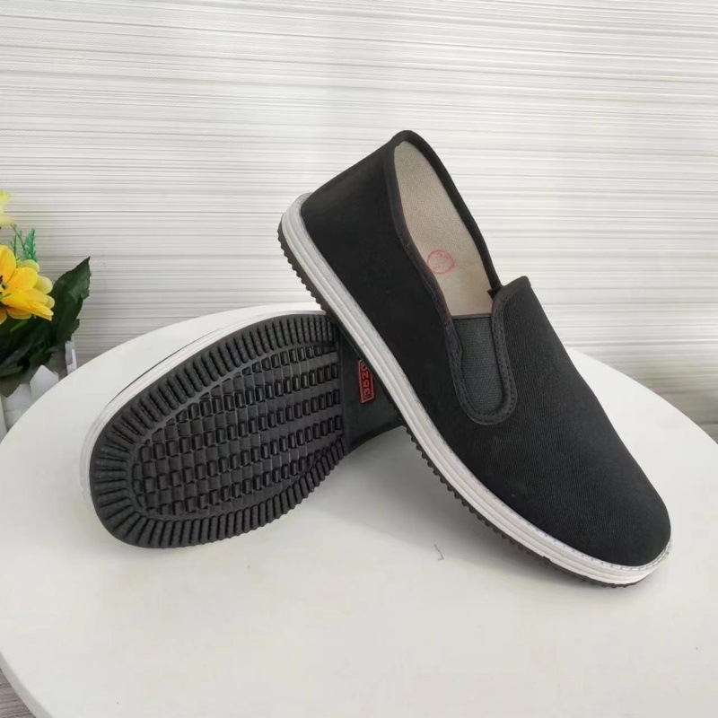 Υπόδηση από ύφασμα με λινή επένδυση, slip-on, στυλ Πεκίνου, άνω από βαμβακερό ύφασμα, χαμηλό άνοιγμα, βυλκανισμένη σόλα