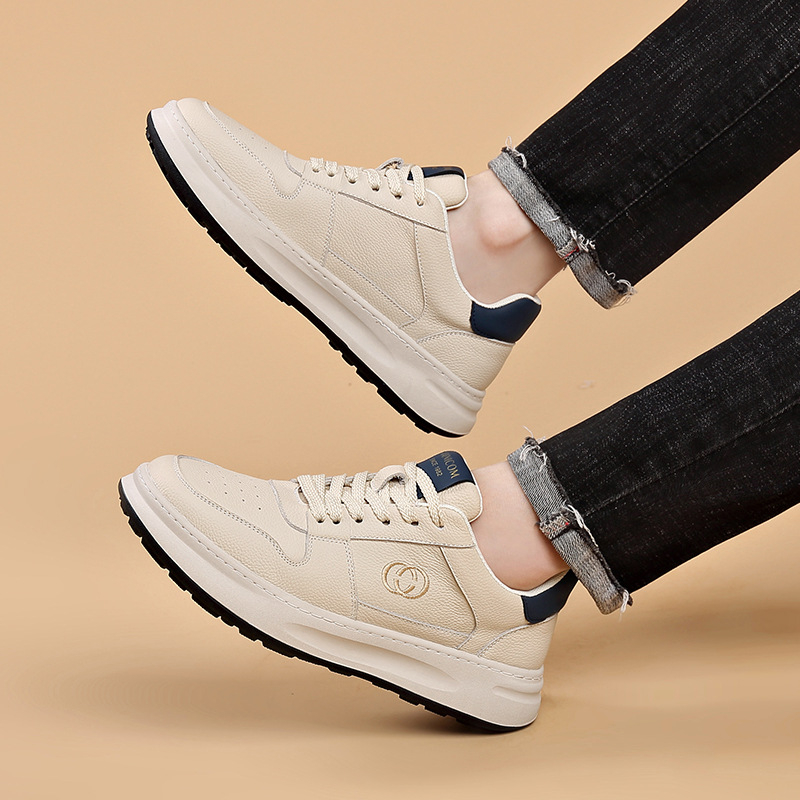 Ανδρικά πλατφόρμες παπούτσια από δέρμα αγελάδας, χαμηλό τακούνι 1–3 εκ., ρηχό άνοιγμα, καουτσούκ σόλα