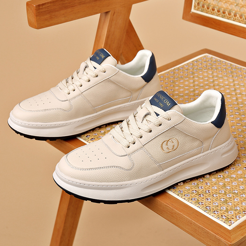 Ανδρικά πλατφόρμες παπούτσια από δέρμα αγελάδας, χαμηλό τακούνι 1–3 εκ., ρηχό άνοιγμα, καουτσούκ σόλα