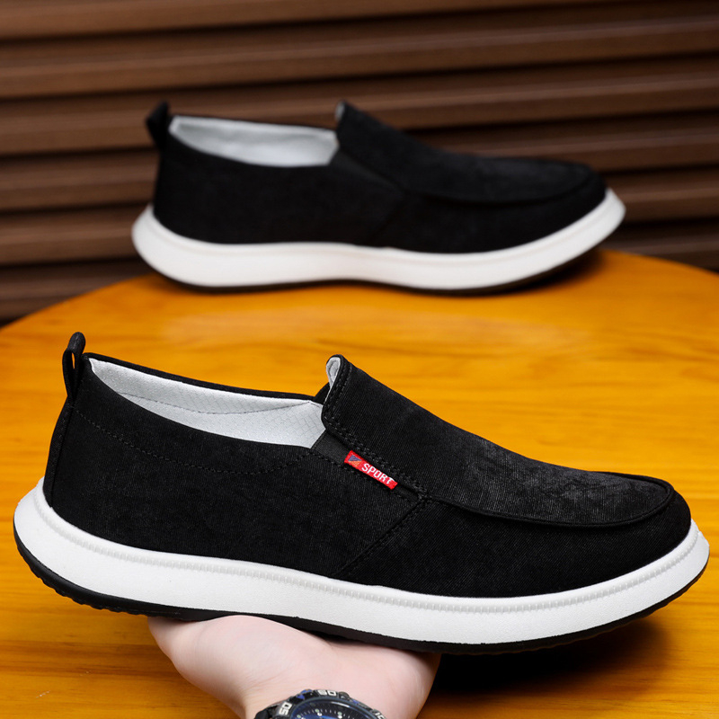 Muške slip-on tenisice od platna — lagane, prozračne, otporne na habanje; gornji dio od platna, potplat od gume