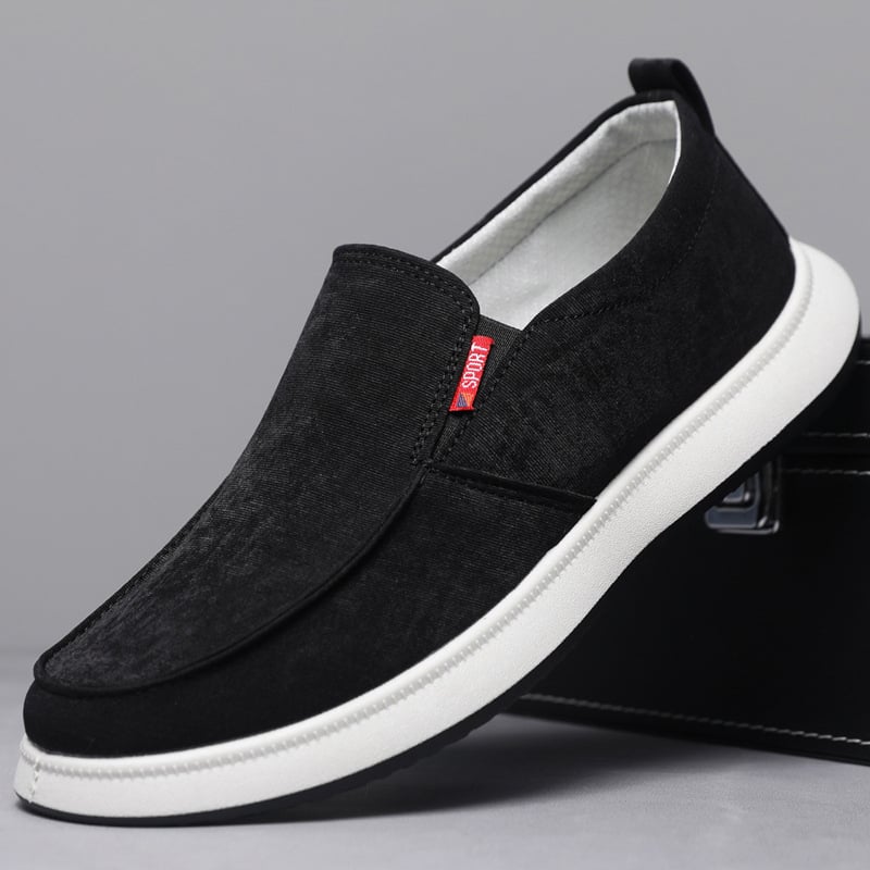 Muške slip-on tenisice od platna — lagane, prozračne, otporne na habanje; gornji dio od platna, potplat od gume