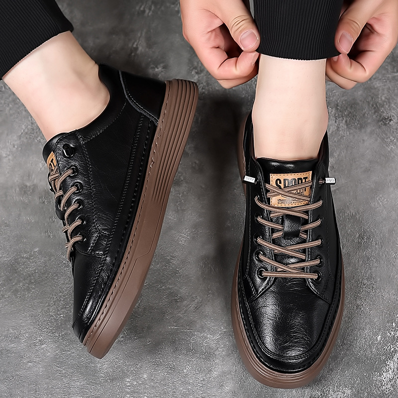 Ανδρικοί λοφέρ από γνήσιο δέρμα με ελαστική ζώνη, σόλα καουτσούκ, στρογγυλή μύτη, καθημερινή χρήση (γνήσιο δέρμα; ελαστική ζώνη; σόλα καουτσούκ; στρογγυλή μύτη)