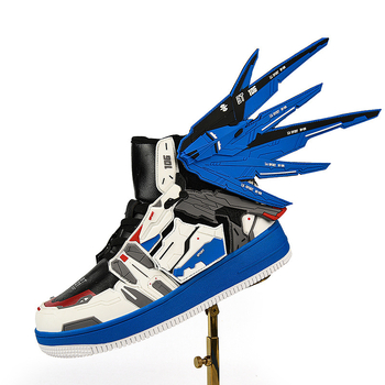 Мъжки спортни обувки с висока горна част от микрофибър, кръгъл нос, дишащи, гумена подметка