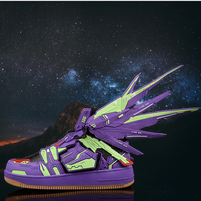 Мъжки спортни обувки с висока горна част от микрофибър, кръгъл нос, дишащи, гумена подметка