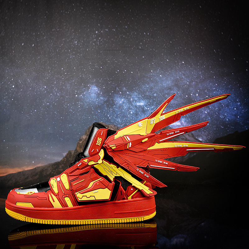 Мъжки спортни обувки с висока горна част от микрофибър, кръгъл нос, дишащи, гумена подметка