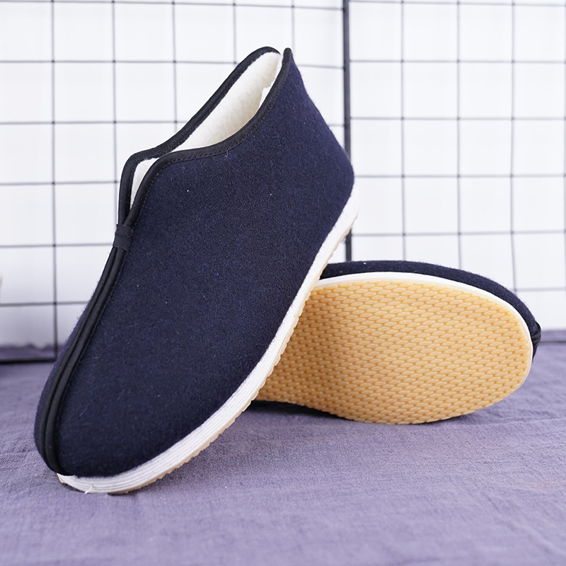 Slip-on cipele od vunenog platna za muškarce i žene, podstava od pamuka, gumena potplata, okrugli vrh, ravna peta, retro stil