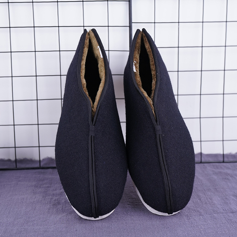 Slip-on cipele od vunenog platna za muškarce i žene, podstava od pamuka, gumena potplata, okrugli vrh, ravna peta, retro stil