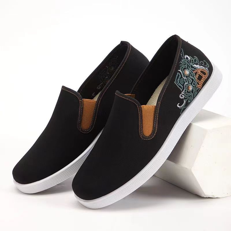 Muške platnene tenisice, prozračne i lagane, slip-on s gumom, gornji dio od pamuka, okrugli prst, niski profil