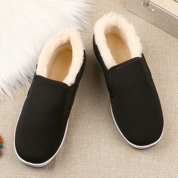 Pantofi de iarnă din pânză Old Beijing, slip-on, înalți, căptușiți cu lână și blană artificială, antiderapante, unisex