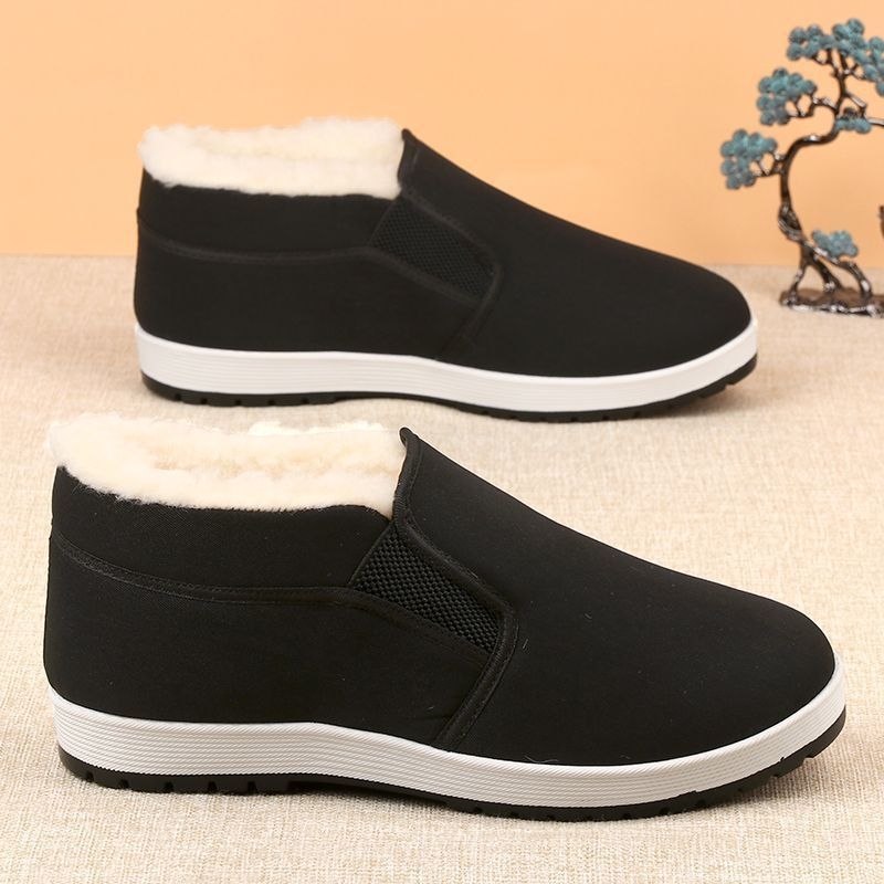 Pantofi de iarnă din pânză Old Beijing, slip-on, înalți, căptușiți cu lână și blană artificială, antiderapante, unisex