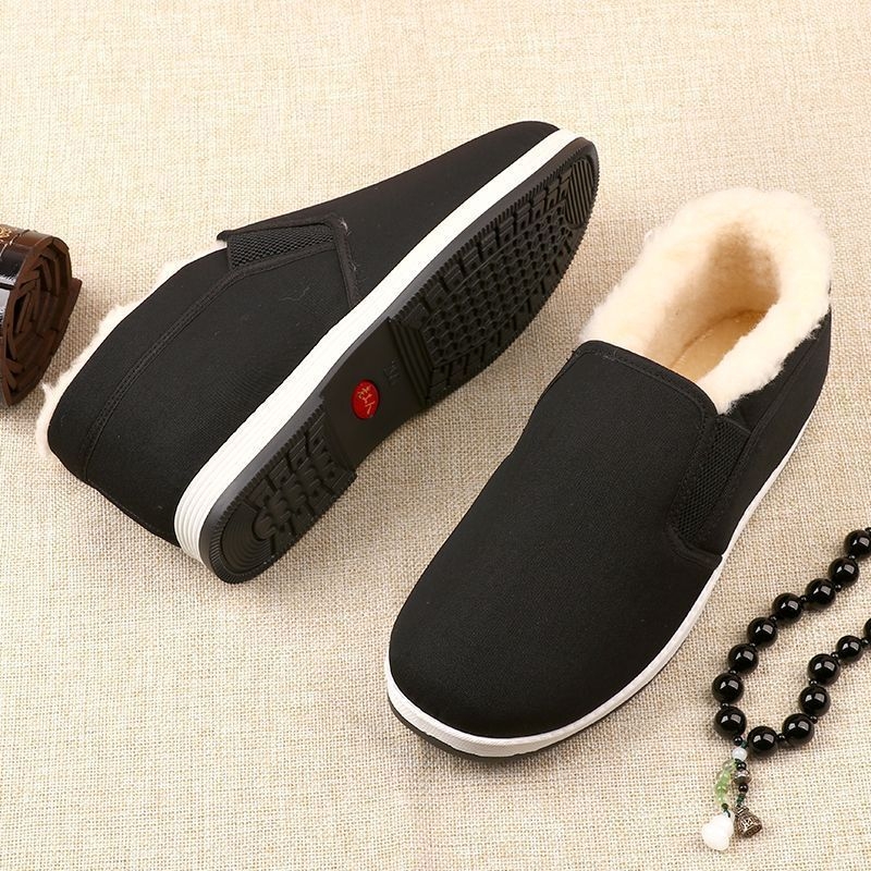 Pantofi de iarnă din pânză Old Beijing, slip-on, înalți, căptușiți cu lână și blană artificială, antiderapante, unisex