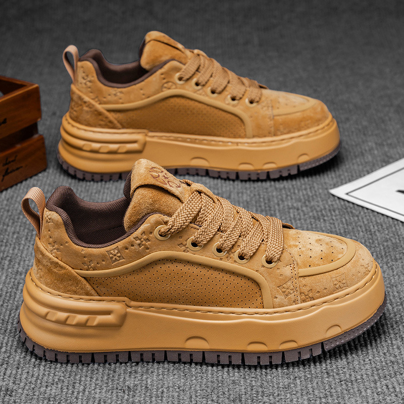 Muške tenisice s platformom za povećanje visine, gornji dio od sintetičke kože, vezanje na špage, zaobljeni vrh, EVA uložak, PVC đon