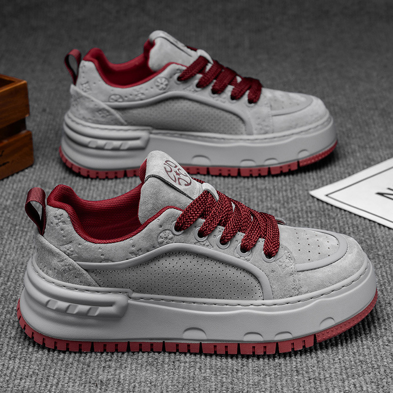 Muške tenisice s platformom za povećanje visine, gornji dio od sintetičke kože, vezanje na špage, zaobljeni vrh, EVA uložak, PVC đon