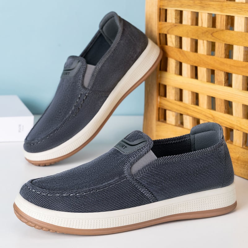 Muške slip-on casual tenisice s prugastim mrežastim gornjim dijelom, injekcijski oblikovana potplat, niski potplat 1–3 cm