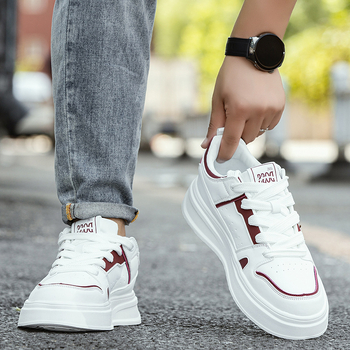 Pantofi casual cu platformă pentru bărbați, PU upper, talpă EVA, toc mic 1-3 cm, vârf rotund