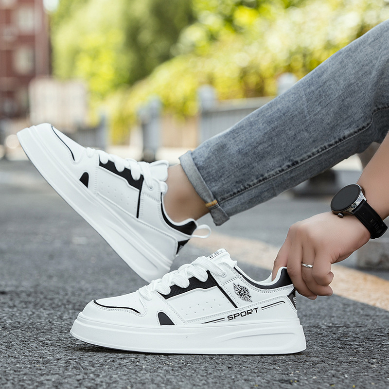 Pantofi casual cu platformă pentru bărbați, PU upper, talpă EVA, toc mic 1-3 cm, vârf rotund