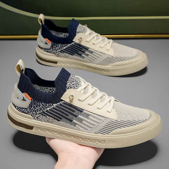 Pantofi sport bărbați vară cu plasă Flyknit, respirabili, ușori, cu șiret, talpă PVC