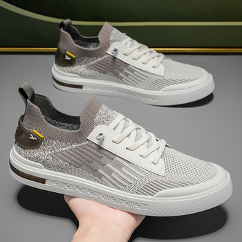 Pantofi sport bărbați vară cu plasă Flyknit, respirabili, ușori, cu șiret, talpă PVC