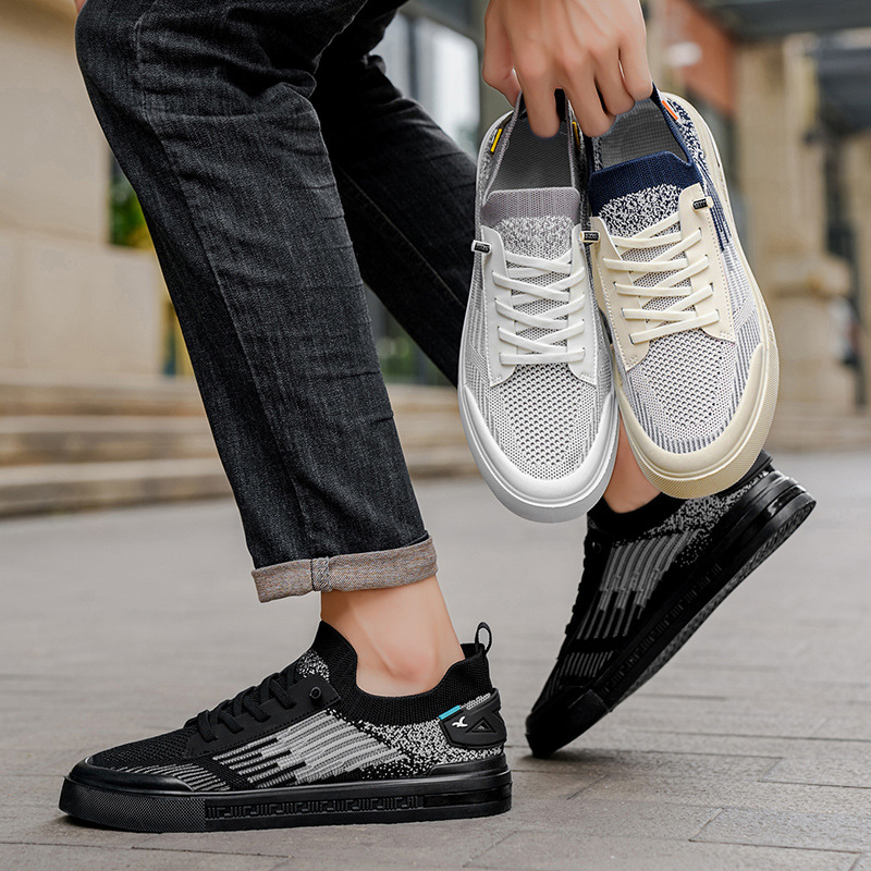 Pantofi sport bărbați vară cu plasă Flyknit, respirabili, ușori, cu șiret, talpă PVC