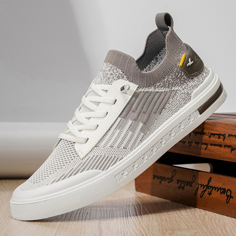 Pantofi sport bărbați vară cu plasă Flyknit, respirabili, ușori, cu șiret, talpă PVC