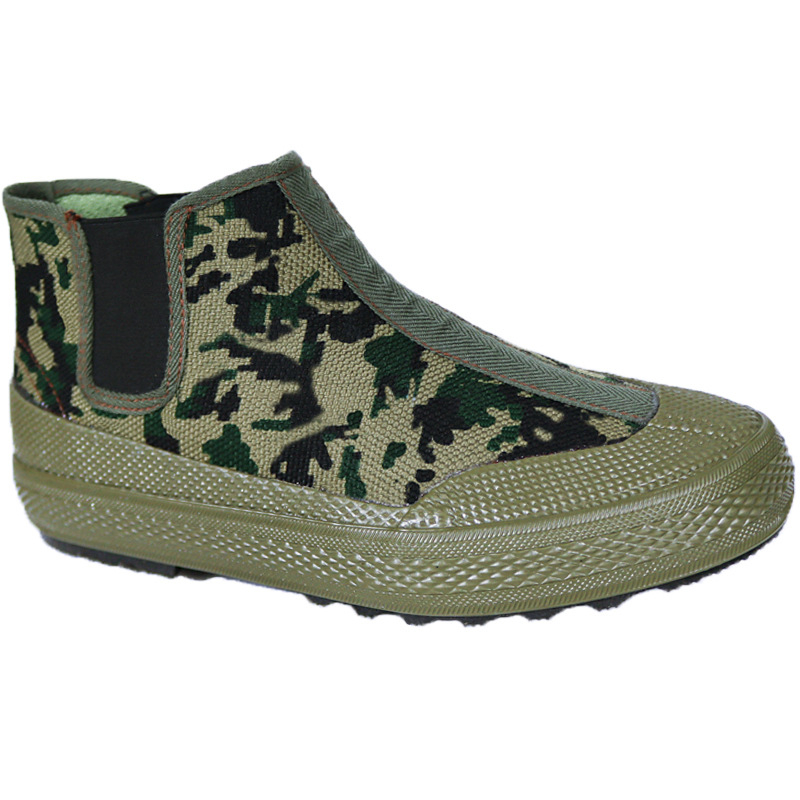 Pantofi de muncă slip-on, unisex, cu talpă din cauciuc antiderapantă și rezistentă la uzură, partea superioară camuflată, înălțime medie