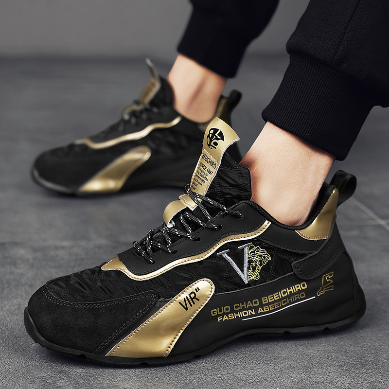 Pantofi bărbați cu talpă groasă, creștere în înălțime, respirabili, partea superioară din textile cu căptușeală din plasă, talpă din cauciuc