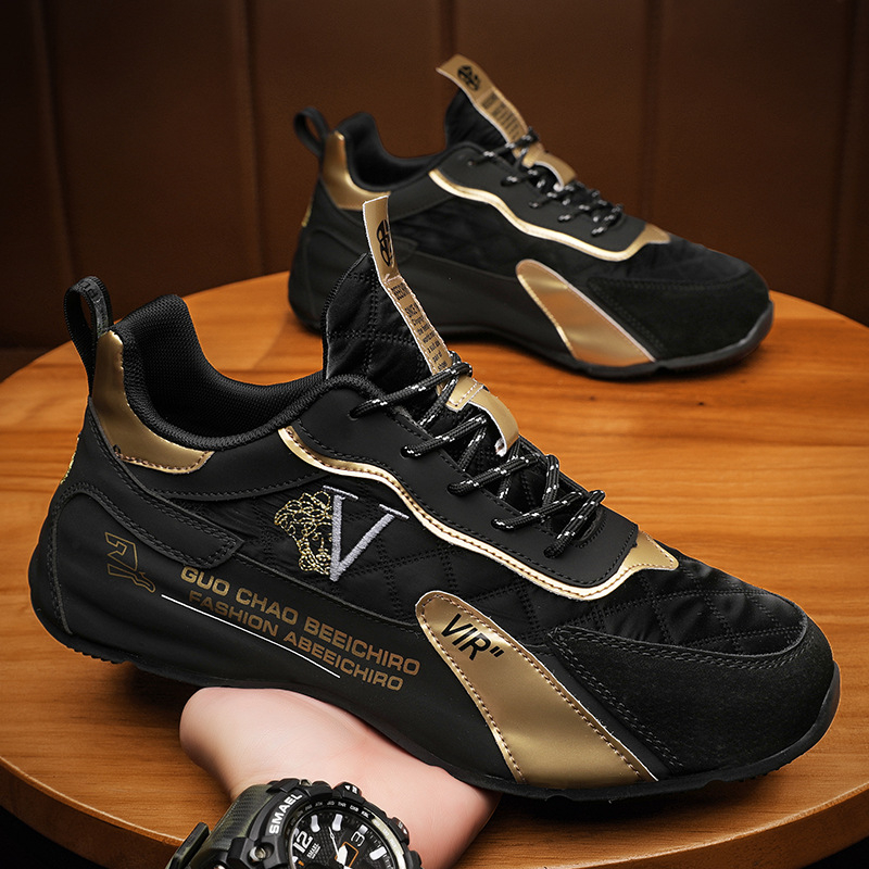 Pantofi bărbați cu talpă groasă, creștere în înălțime, respirabili, partea superioară din textile cu căptușeală din plasă, talpă din cauciuc