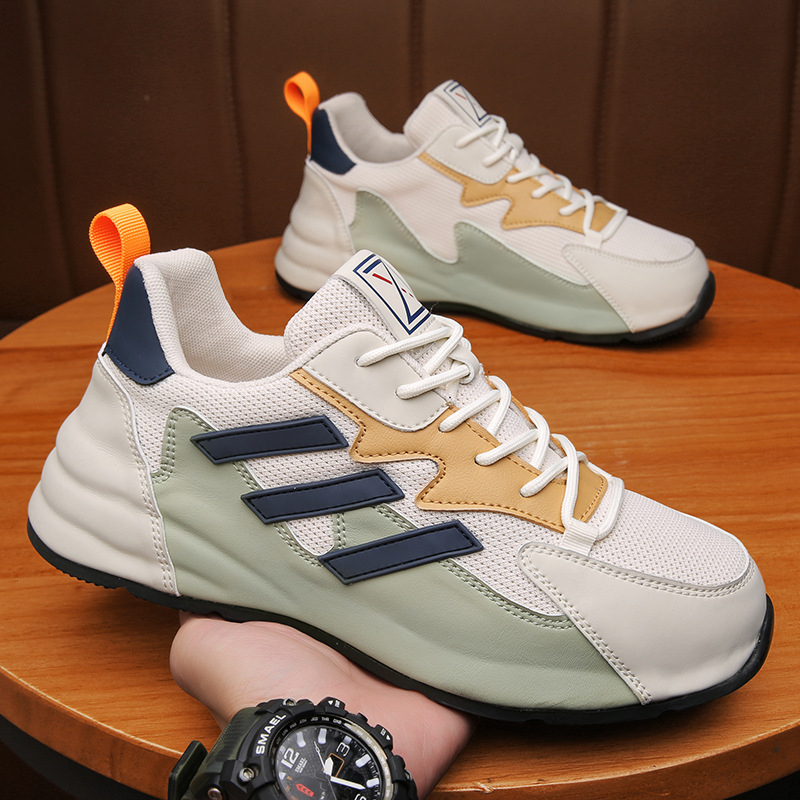 Pantofi bărbați cu talpă groasă, creștere în înălțime, respirabili, partea superioară din textile cu căptușeală din plasă, talpă din cauciuc