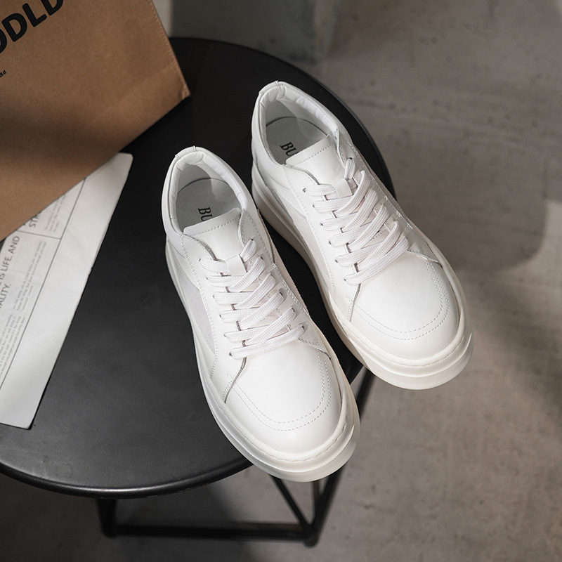 Unisex platform tenisice s gornjim dijelom od teleće kože, niska peta 1–3 cm, srednja visina 3–7 cm, vezanje na šnure, gumeni potplat