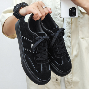 Sneaker bărbați - upper din imitație de cașmir, talpă din cauciuc, profil redus, vârf rotund, toamnă 2024