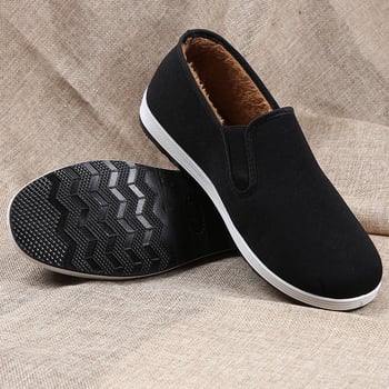 Unisex υφασμάτινα παπούτσια για άνδρες και γυναίκες με στρογγυλό δάχτυλο, άνω τμήμα από βαμβακερό ύφασμα, πλαστική σόλα, εσωτερική επένδυση από τεχνητό μαλλί, χαμηλό τακούνι (στρογγυλός δάχτυλος, άνω από βαμβακερό ύφασμα, πλαστική σόλα, τεχνητό μαλλί επένδ