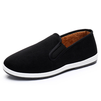 Unisex υφασμάτινα παπούτσια για άνδρες και γυναίκες με στρογγυλό δάχτυλο, άνω τμήμα από βαμβακερό ύφασμα, πλαστική σόλα, εσωτερική επένδυση από τεχνητό μαλλί, χαμηλό τακούνι (στρογγυλός δάχτυλος, άνω από βαμβακερό ύφασμα, πλαστική σόλα, τεχνητό μαλλί επένδ