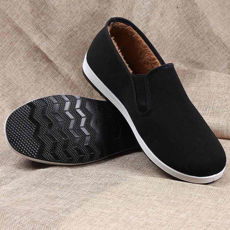 Unisex υφασμάτινα παπούτσια για άνδρες και γυναίκες με στρογγυλό δάχτυλο, άνω τμήμα από βαμβακερό ύφασμα, πλαστική σόλα, εσωτερική επένδυση από τεχνητό μαλλί, χαμηλό τακούνι (στρογγυλός δάχτυλος, άνω από βαμβακερό ύφασμα, πλαστική σόλα, τεχνητό μαλλί επένδ