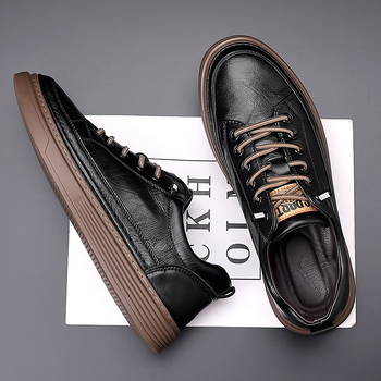 Muške kožne loaferice, okrugli vrh, gumena potplat, slip-on s elastičnom trakicom, uzorak slova